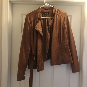 Faux brown leather jacket